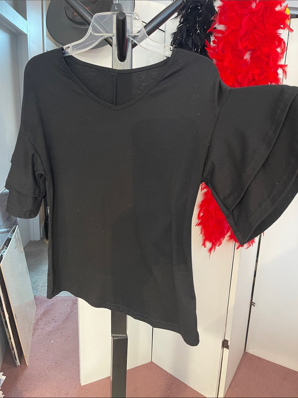 SHEIN v-neck black t-shirt with layered short sleeve